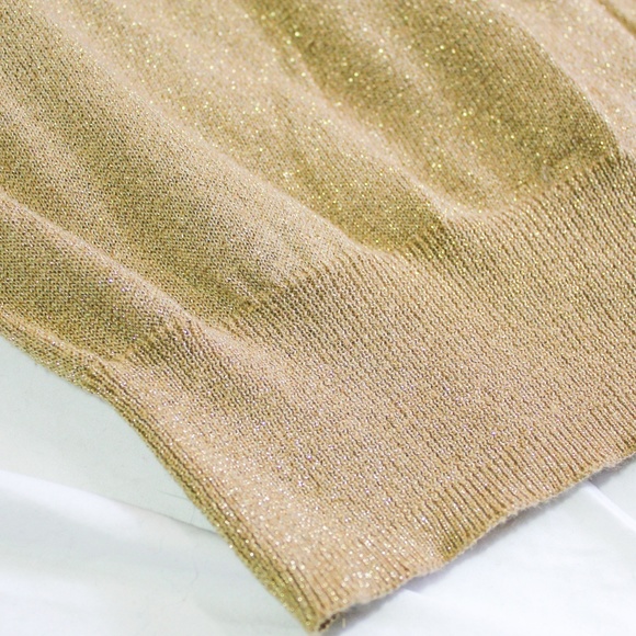 Michael Kors Gold Cowl Neck Short Sleeve Sweater M - Picture 5 of 6